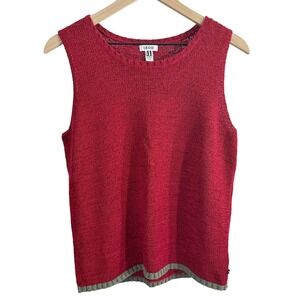 IZOD Pullover Acrylic Knit Sweater Vest Top Red Large Preppy Academia